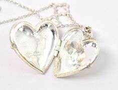 Heidi Klum Clover Quilted Heart Locket Pendant Necklace in Sterling Silver