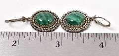 Malachite Gemstone Earrings in Sterling Silver