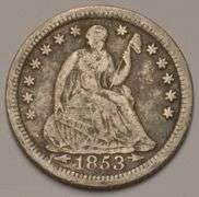 1853-O Seated Liberty Half Dime, Circulated.