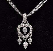 CZ Heart Pendant Chain Necklace in Sterling Silver