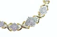 10K Yellow Gold 3.00 Ctw Diamond Cluster Vintage X Link Necklace