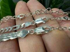 Italian Sterling Silver Bracelet and Necklace Set- 3-7" Bracelets & 1 Adjustable 23" Chain