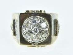 10K Yellow Gold 0.50 Ctw Victorian OMC Diamond Squared Ring