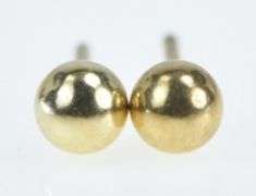 14K Yellow Gold 4.0mm Round Ball Sphere Classic Stud Earrings