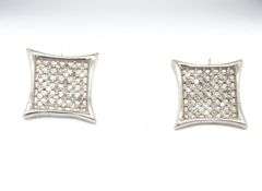 Star Studded Diamond Cluster Silver Earrings
