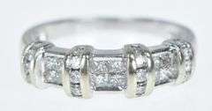 14K White Gold 0.56 Ctw Princess Diamond Vintage Band Ring