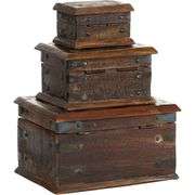 Reclaimed Wood Keepsake Boxes Set with Locks