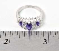Purple and White CZ Ring in Sterling Silver