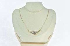 14K Yellow Gold 0.44 Ctw Diamond Wavy Herringbone Necklace