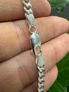 Men's 4.6mm Solid .925 Sterling Silver Hammered Curb Chain Link Italy Necklace 24"