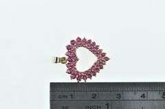 14K Yellow Gold Ruby Encrusted Vintage Heart Love Pendant