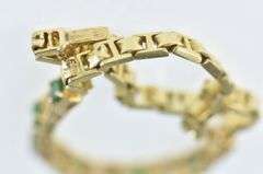 14K Yellow Gold Emerald Diamond Vintage Squared Chain Bracelet