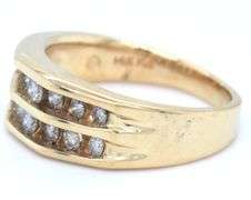 14kt Yellow gold double row channel set diamond ring
