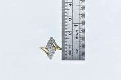 14K Yellow Gold Vintage Zig Zag Bypass Cluster Statement Ring