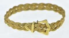 Gold Filled Vintage Woven Braid Mesh Chain Buckle Bracelet
