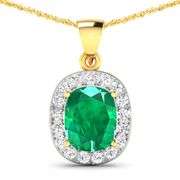 Elegant Emerald & Diamond Yellow Gold Pendant