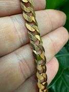 22k Rose Gold Plated Men's 7.5mm Solid .925 Sterling Silver Flat Curb Chain Link Italy Bracelet 7" i