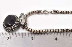 Black Onyx Pendant Necklace in Sterling Silver