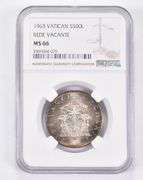 MS66 1963 Vatican 500 Lire Silver Sede Vacante NGC Toned!