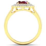 Elegant 14 Kt Yellow Gold Ruby Diamond Ring