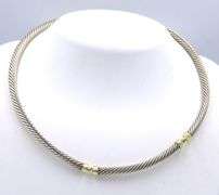 David Yurman 2 tone Choker cable necklace
