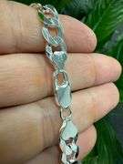Men's 8.5mm Solid .925 Sterling Silver Flat Curb Chain Link Italy Necklace 24"