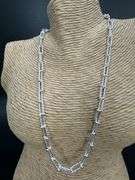 Sterling Silver Diamond-Cut Paperclip Bead Chain Necklace 18"