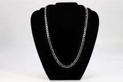 Men's 7.9mm Solid .925 Sterling Silver Flat Curb Chain Link Italy Necklace 24"