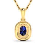 14 Kt Gold Midnight Blue Sapphire Diamond Pendant