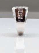 Mens 14 Kt Tri-Layered White Gold Lab Simulated Diamond Ring