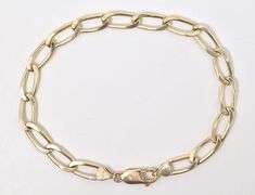 Elegant 14K Yellow Gold Elongated Chain Bracelet