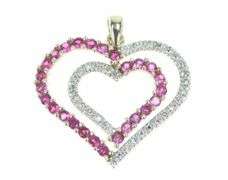 14K Yellow Gold Heart Diamond Ruby Love Symbol Pendant