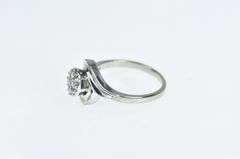 14K White Gold 0.21 Ct Round Diamond Cluster Bypass Ring