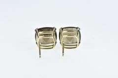 14K Yellow Gold Cushion Smoky Quartz Solitaire Stud Earrings