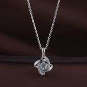 Sterling silver with center created dancing diamond necklace
