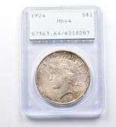 1924 Peace Silver Dollar MS64 PCGS Rattler