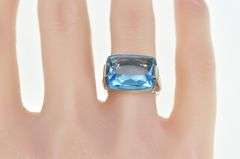 18K White Gold Bvlgari Blue Topaz Metropolis Designer Ring