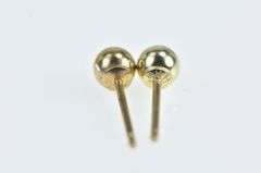 14K Yellow Gold 4.0mm Round Ball Sphere Classic Stud Earrings