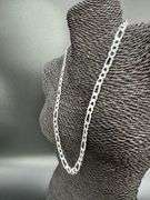 Men's 9.7mm Solid .925 Sterling Silver Flat Figaro Chain Link Italy Necklace 24"