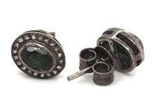 Bewitching Dark Silver Aqua Earrings with Diamond Accents