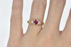 14K Yellow Gold 0.64 Ctw Ruby Diamond Engagement Ring