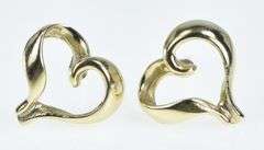 14K Yellow Gold Heart Loop Love Symbol Vintage Stud Earrings
