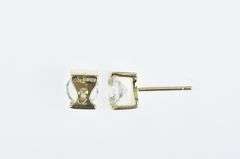 14K Yellow Gold Vintage CZ Solitaire Classic Stud Earrings