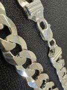 Sterling Silver 925 12mm Diamond Cut Curb Chain 30 Inch Necklace Italy