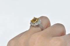 14K White Gold 2.81 Ctw Citrine Diamond Halo Engagement Ring