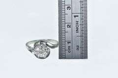 14K White Gold 0.21 Ct Round Diamond Cluster Bypass Ring