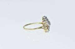 14K Yellow Gold Vintage Zig Zag Bypass Cluster Statement Ring