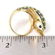 Fantastic 18K Yellow Gold Enamel Dolphin Wrap Ring