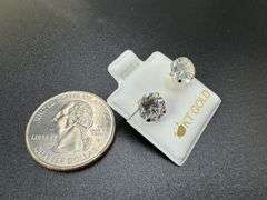 10k Yellow Gold 7mm Round White CZ Solitaire Stud Brilliant Earrings