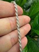 Sterling Silver Diamond-Cut Rope Chain 3.3mm Solid 925 Italy New Bracelet 7"